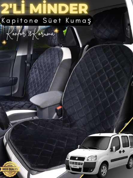 MİRCEM Fiat Doblo Uyumlu 2'li Süet Oto Koltuk Minderi | Terletmez | Universal | Oto Koltuk Kılıfı | A6 Siyah ürün görseli 1