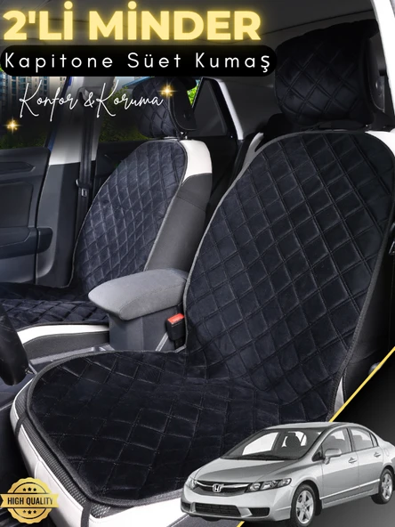 MİRCEM Honda Civic Fb7 Uyumlu 2'li Süet Oto Koltuk Minderi | Terletmez | Universal | Su Geçirmez | A2 Siyah ürün görseli 1