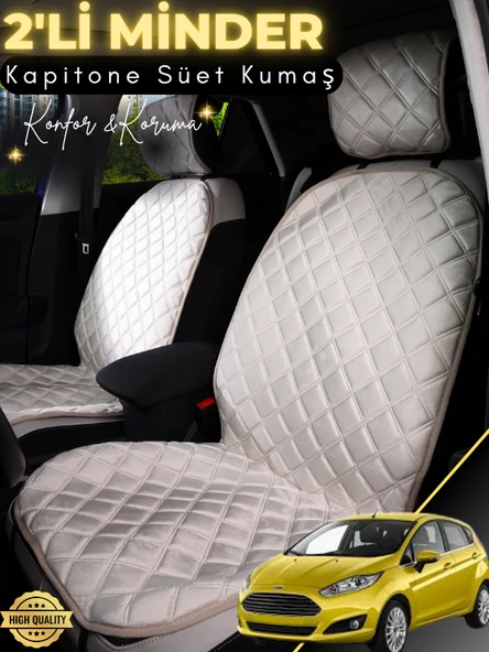 MİRCEM Ford Fiesta Uyumlu 2'li Süet Oto Koltuk Minderi | Terletmez | Universal | Su Geçirmez | A8 Bej ürün görseli 1