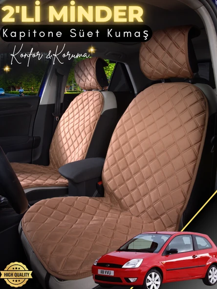 MİRCEM Ford Fiesta Uyumlu 2'li Süet Oto Koltuk Minderi | Terletmez | Universal | Su Geçirmez | A1 Kahverengi ürün görseli 1