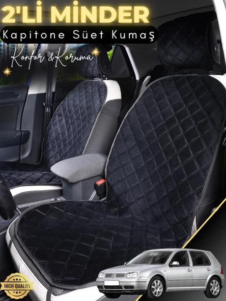 MİRCEM Volkswagen Golf 4 Uyumlu 2'li Süet Oto Koltuk Minderi | Terletmez | Kolay Montaj | Oto Aksesuar | A2 Siyah ürün görseli 1