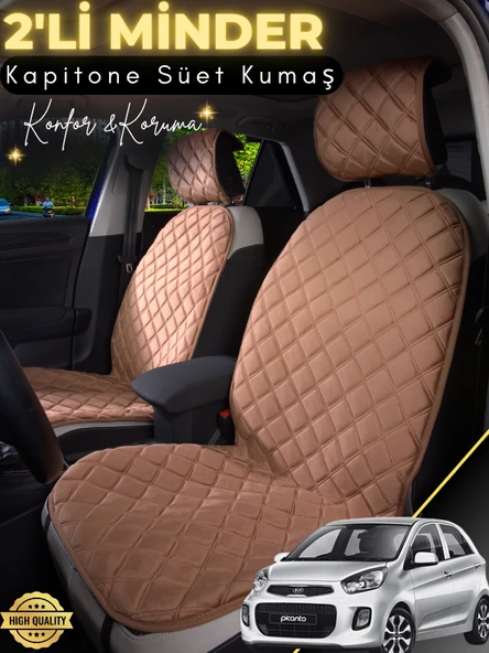 MİRCEM Kia Picanto Uyumlu 2'li Süet Oto Koltuk Minderi | Universal | Hızlı Montaj | Su Geçirmez | A1 Kahverengi ürün görseli 1