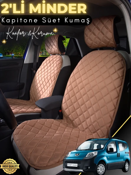 MİRCEM Peugeot Bipper Uyumlu 2'li Süet Oto Koltuk Minderi | Universal | Hızlı Montaj | Su Geçirmez | A1 Kahverengi ürün görseli 1