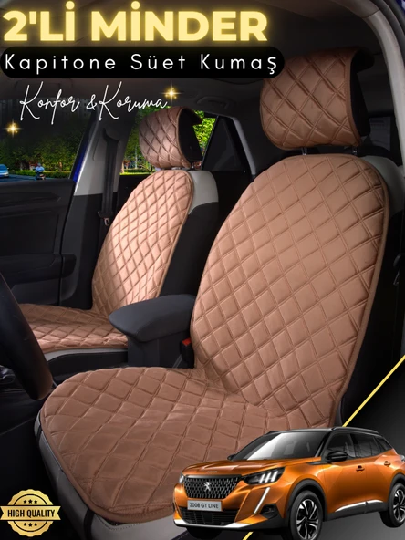 MİRCEM Peugeot 2008 Uyumlu 2'li Süet Oto Koltuk Minderi | Terletmez | Universal | Oto Aksesuar | A5 Kahverengi ürün görseli 1
