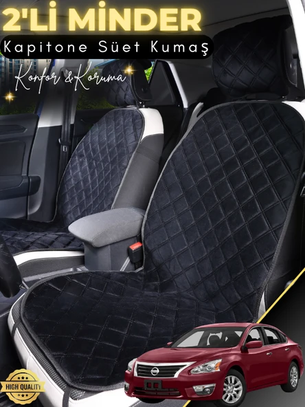 MİRCEM Nissan Altima Uyumlu 2'li Süet Oto Koltuk Minderi | Tam Koruma | Hızlı Montaj | Su Geçirmez | A6 Siyah ürün görseli 1