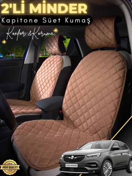 MİRCEM Opel Grandland X Uyumlu 2'li Süet Oto Koltuk Minderi | Terletmez | Universal | Oto Aksesuar | A1 Kahverengi ürün görseli 1