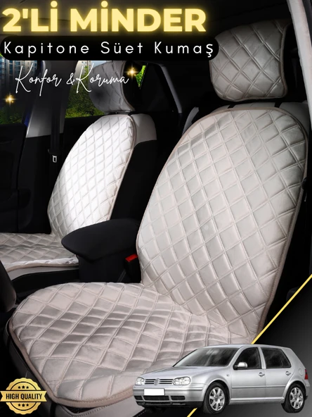 MİRCEM Volkswagen Golf 4 Uyumlu 2'li Süet Oto Koltuk Minderi | Terletmez | Kolay Montaj | Oto Aksesuar | A4 Bej ürün görseli 1