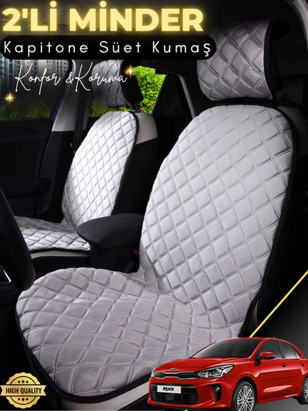 MİRCEM Kia Rio Uyumlu 2'li Süet Oto Koltuk Minderi | Terletmez | Universal | Su Geçirmez | A11 Gri ürün görseli 1