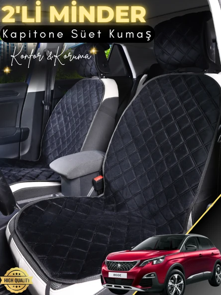 MİRCEM Peugeot 3008 Uyumlu 2'li Süet Oto Koltuk Minderi | Terletmez | Kolay Montaj | Oto Aksesuar | A6 Siyah ürün görseli 1