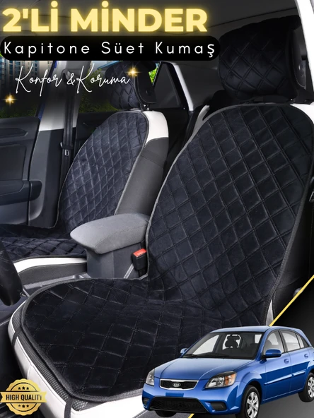 MİRCEM Kia Rio Uyumlu 2'li Süet Oto Koltuk Minderi | Terletmez | Universal | Su Geçirmez | A2 Siyah ürün görseli 1