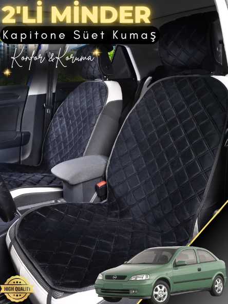 MİRCEM Opel Astra G Uyumlu 2'li Süet Oto Koltuk Minderi | Universal | Hızlı Montaj | Su Geçirmez | A2 Siyah ürün görseli 1
