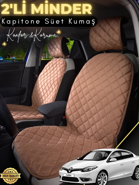MİRCEM Renault Fluence Uyumlu 2'li Süet Oto Koltuk Minderi | Terletmez | Universal | Oto Aksesuar | A1 Kahverengi ürün görseli 1