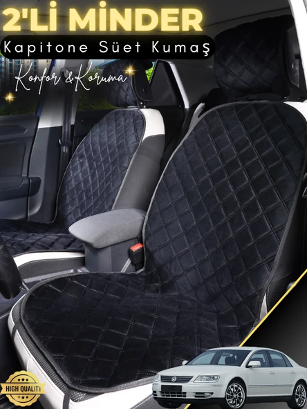 MİRCEM Volkswagen Passat B5 Uyumlu 2'li Süet Oto Koltuk Minderi | Terletmez | Universal | Su Geçirmez | A2 Siyah ürün görseli 1