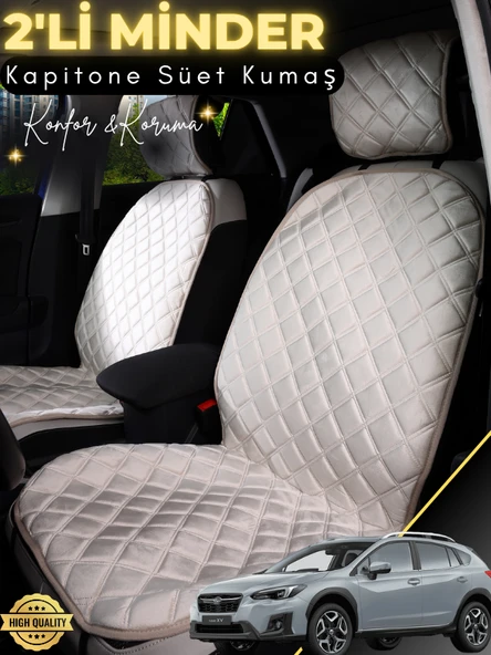MİRCEM Subaru Xv Uyumlu 2'li Süet Oto Koltuk Minderi | Terletmez | Universal | Su Geçirmez | A8 Bej ürün görseli 1