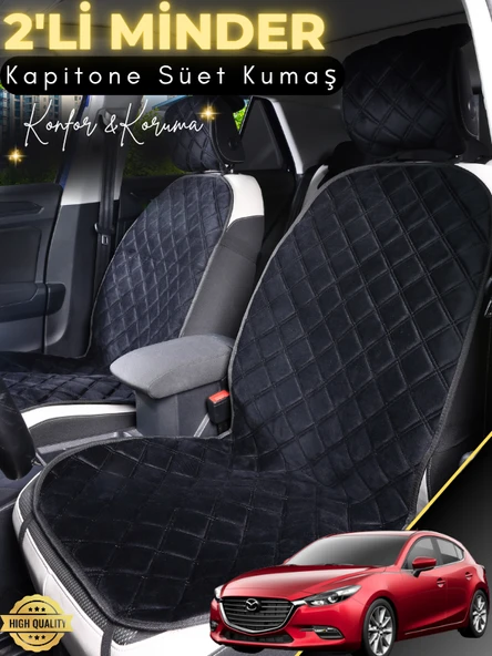 MİRCEM Mazda Mazda3 Uyumlu 2'li Süet Oto Koltuk Minderi | Terletmez | Universal | Oto Aksesuar | A2 Siyah ürün görseli 1