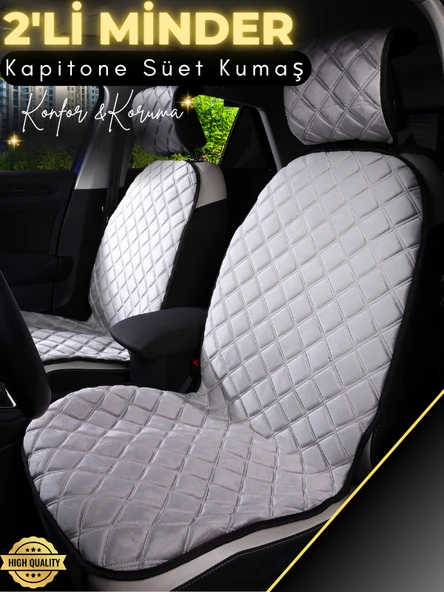 MİRCEM Mazda Cx3 Uyumlu 2'li Süet Oto Koltuk Minderi | Terletmez | Universal | Tam Koruma | A3 Gri ürün görseli 1