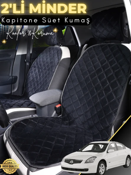 MİRCEM Nissan Altima Uyumlu 2'li Süet Oto Koltuk Minderi | Tam Koruma | Hızlı Montaj | Su Geçirmez | A2 Siyah ürün görseli 1