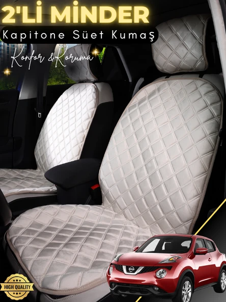 MİRCEM Nissan Juke Uyumlu 2'li Süet Oto Koltuk Minderi | Su Geçirmez | Hızlı Montaj | Oto Koltuk Kılıfı | A4 Bej ürün görseli 1