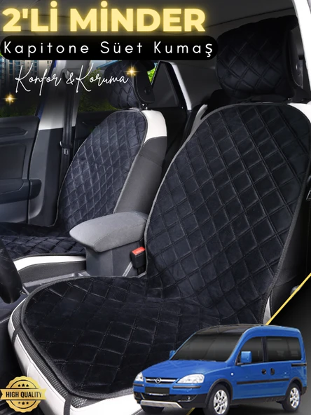 MİRCEM Opel Combo Uyumlu 2'li Süet Oto Koltuk Minderi | Terletmez | Universal | Oto Aksesuar | A2 Siyah ürün görseli 1