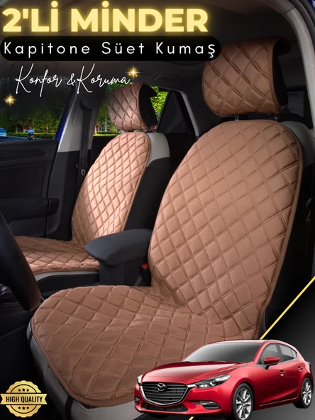 MİRCEM Mazda Mazda3 Uyumlu 2'li Süet Oto Koltuk Minderi | Terletmez | Universal | Oto Aksesuar | A1 Kahverengi ürün görseli 1