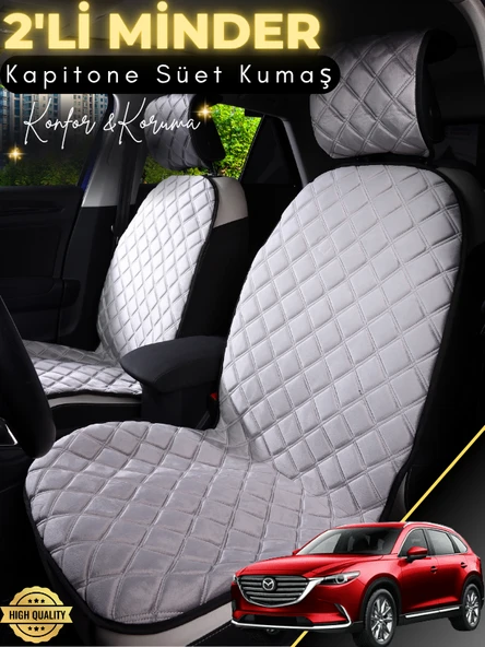 MİRCEM Mazda Cx9 Uyumlu 2'li Süet Oto Koltuk Minderi | Terletmez | Universal | Su Geçirmez | A3 Gri ürün görseli 1