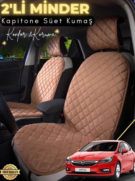 MİRCEM Opel Astra K Uyumlu 2'li Süet Oto Koltuk Minderi | Terletmez | Universal | Tam Koruma | A1 Kahverengi ürün görseli 1