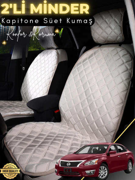 MİRCEM Nissan Altima Uyumlu 2'li Süet Oto Koltuk Minderi | Tam Koruma | Hızlı Montaj | Su Geçirmez | A8 Bej ürün görseli 1