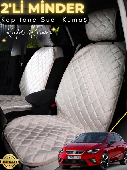 MİRCEM Seat İbiza Uyumlu 2'li Süet Oto Koltuk Minderi | Terletmez | Universal | Oto Aksesuar | A4 Bej ürün görseli 1