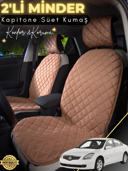 MİRCEM Nissan Altima Uyumlu 2'li Süet Oto Koltuk Minderi | Tam Koruma | Hızlı Montaj | Su Geçirmez | A1 Kahverengi ürün görseli 1