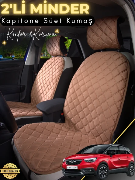 MİRCEM Opel Crossland Uyumlu 2'li Süet Oto Koltuk Minderi | Terletmez | Universal | Su Geçirmez | A1 Kahverengi ürün görseli 1