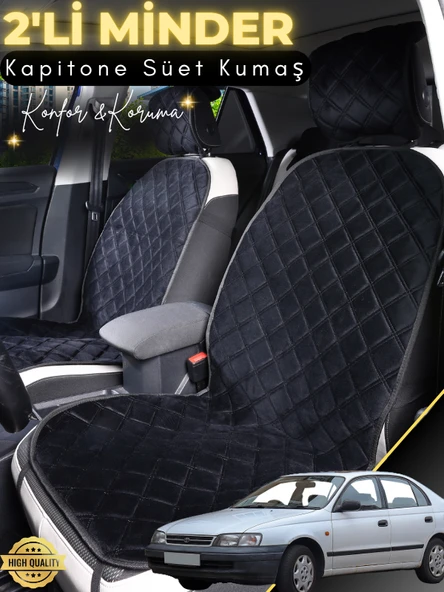 MİRCEM Toyota Carina Uyumlu 2'li Süet Oto Koltuk Minderi | Terletmez | Universal | Tam Koruma | A2 Siyah ürün görseli 1