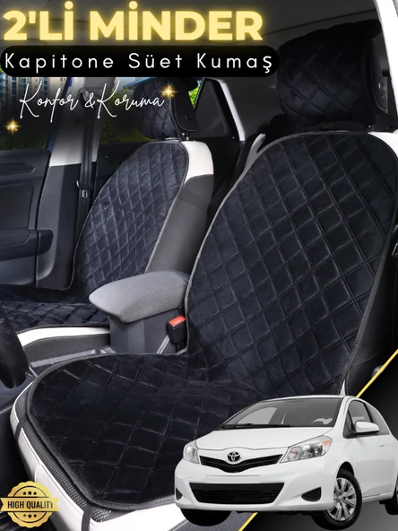 MİRCEM Toyota Yaris Uyumlu 2'li Süet Oto Koltuk Minderi | Terletmez | Universal | Oto Aksesuar | A10 Siyah ürün görseli 1