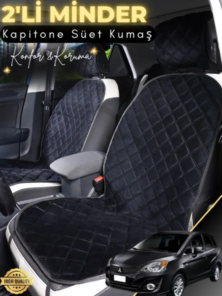 MİRCEM Mitsubishi Colt Uyumlu 2'li Süet Oto Koltuk Minderi | Universal | Hızlı Montaj | Su Geçirmez | A6 Siyah ürün görseli 1
