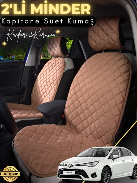 MİRCEM Toyota Avensis Uyumlu 2'li Süet Oto Koltuk Minderi | Terletmez | Universal | Tam Koruma | A9 Kahverengi ürün görseli 1