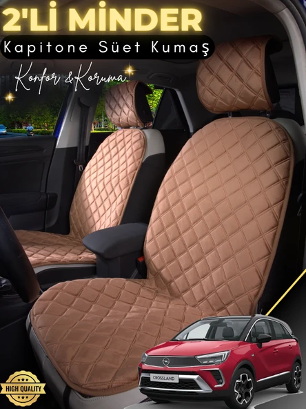 MİRCEM Opel Crossland Uyumlu 2'li Süet Oto Koltuk Minderi | Terletmez | Universal | Tam Koruma | A1 Kahverengi ürün görseli 1
