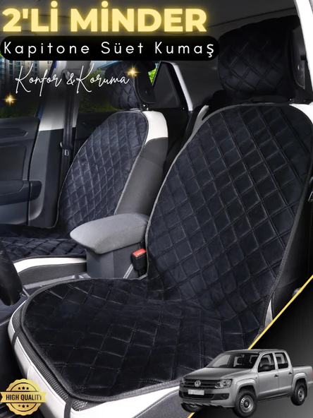 MİRCEM Volkswagen Amarok Uyumlu 2'li Süet Oto Koltuk Minderi | Terletmez | Kolay Montaj | Oto Aksesuar | A2 Siyah ürün görseli 1