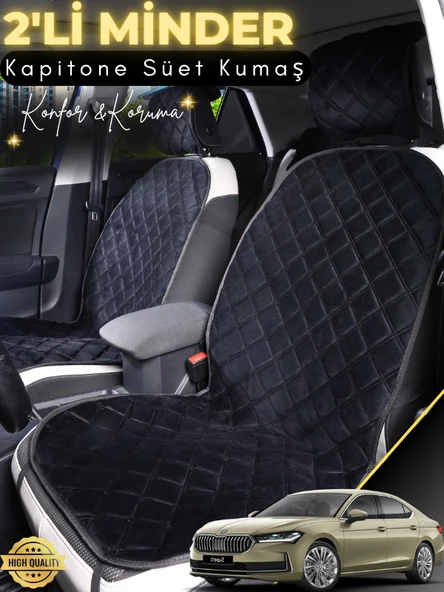 MİRCEM Skoda Super B B9 Uyumlu 2'li Süet Oto Koltuk Minderi | Terletmez | Kolay Montaj | Oto Aksesuar | A2 Siyah ürün görseli 1