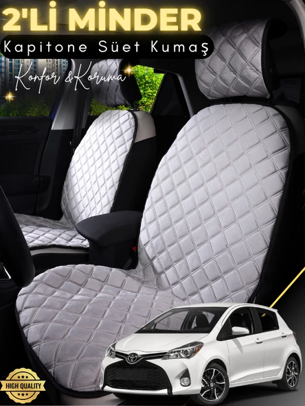 MİRCEM Toyota Yaris Uyumlu 2'li Süet Oto Koltuk Minderi | Terletmez | Universal | Oto Aksesuar | A3 Gri ürün görseli 1