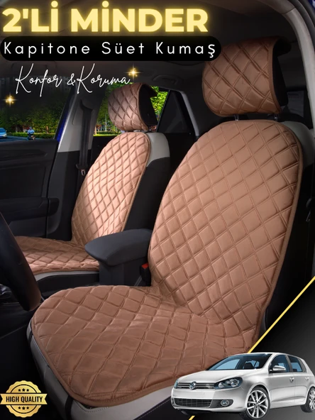 MİRCEM Volkswagen Caddy Uyumlu 2'li Süet Oto Koltuk Minderi | Terletmez | Universal | Tam Koruma | A9 Kahverengi ürün görseli 1