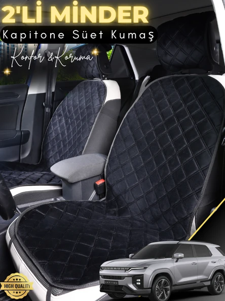 MİRCEM Ssangyong Actyon Uyumlu 2'li Süet Oto Koltuk Minderi | Terletmez | Universal | Oto Aksesuar | A6 Siyah ürün görseli 1