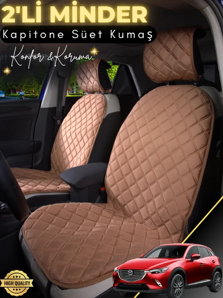 MİRCEM Mazda Cx3 Uyumlu 2'li Süet Oto Koltuk Minderi | Terletmez | Universal | Tam Koruma | A1 Kahverengi ürün görseli 1