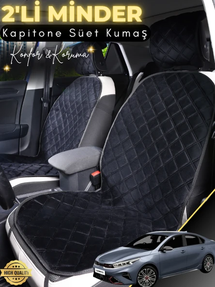 MİRCEM Kia Cerato Uyumlu 2'li Süet Oto Koltuk Minderi | Terletmez | Universal | Oto Aksesuar | A6 Siyah ürün görseli 1