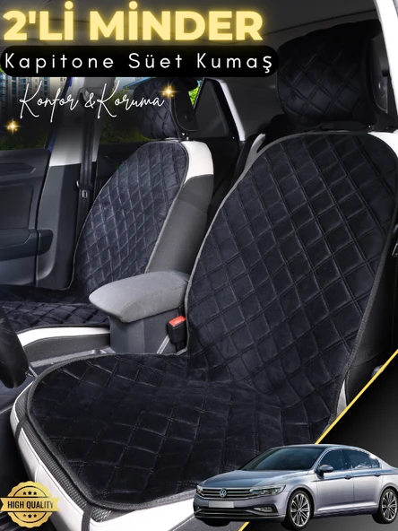 MİRCEM Volkswagen Passat B8,5 Uyumlu 2'li Süet Oto Koltuk Minderi | Terletmez | Universal | Su Geçirmez |A2 Siyah ürün görseli 1