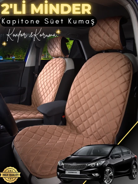 MİRCEM Kia Cerato Uyumlu 2'li Süet Oto Koltuk Minderi | Terletmez | Universal | Oto Aksesuar | A1 Kahverengi ürün görseli 1