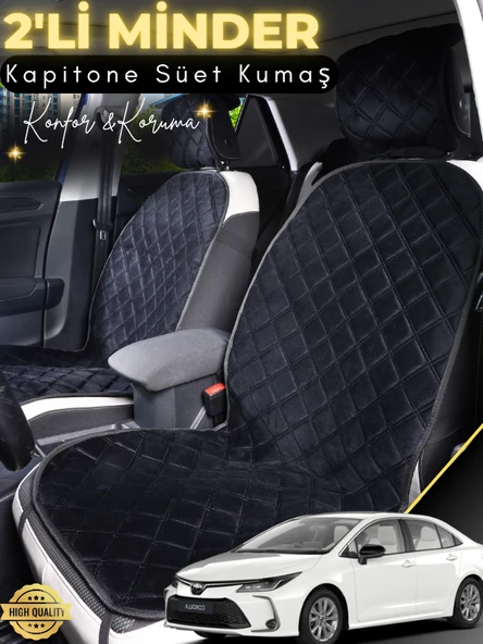 MİRCEM Toyota Corolla Uyumlu 2'li Süet Oto Koltuk Minderi | Terletmez | Universal | Oto Aksesuar | A10 Siyah ürün görseli 1