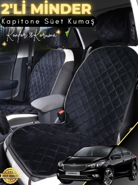 MİRCEM Kia Cerato Uyumlu 2'li Süet Oto Koltuk Minderi | Terletmez | Universal | Oto Aksesuar | A2 Siyah ürün görseli 1