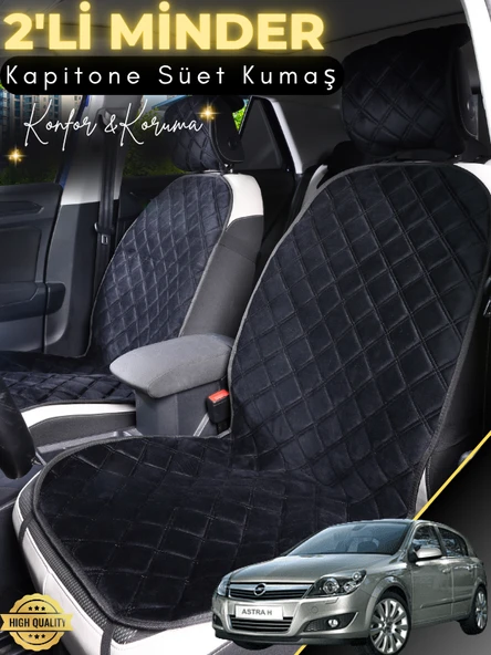 MİRCEM Opel Astra H Uyumlu 2'li Süet Oto Koltuk Minderi | Terletmez | Universal | Su Geçirmez | A2 Siyah ürün görseli 1