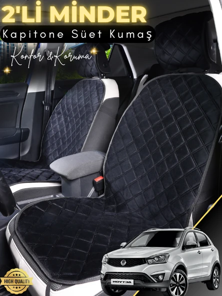 MİRCEM Ssangyong Actyon Uyumlu 2'li Süet Oto Koltuk Minderi | Terletmez | Universal | Oto Aksesuar | A2 Siyah ürün görseli 1
