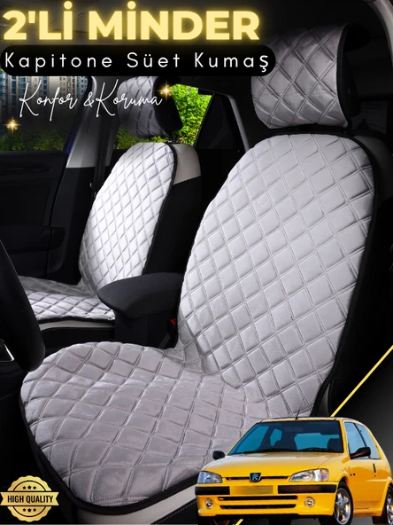 MİRCEM Peugeot 106 Uyumlu 2'li Süet Oto Koltuk Minderi | Terletmez | Universal | Oto Aksesuar | A3 Gri ürün görseli 1