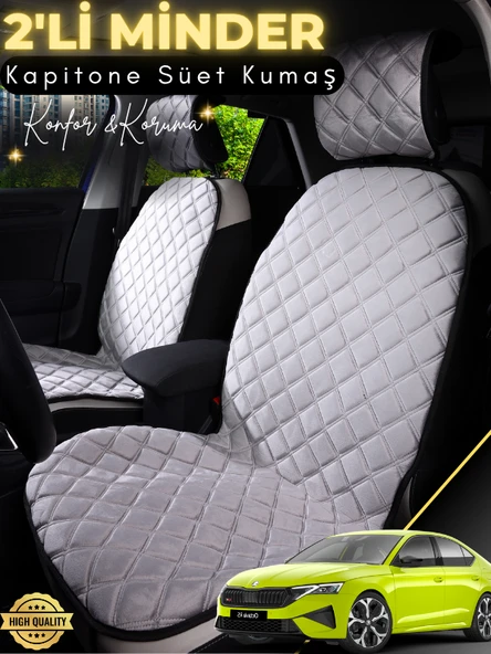 MİRCEM Skoda Octavia 4 Uyumlu 2'li Süet Oto Koltuk Minderi | Terletmez | Universal | Oto Aksesuar | A3 Gri ürün görseli 1
